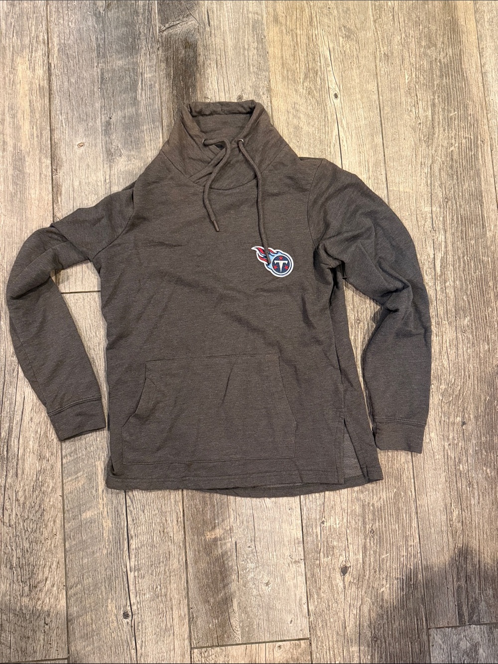 Antigua Charcoal Pullover Hoodie with Tennessee Titans Patch
